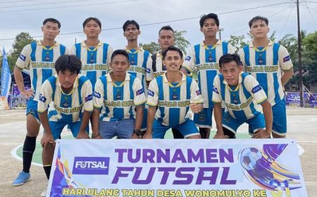 Kallolo FC Tantang Metun Sajau JR di Final Turnamen Futsal HUT Desa Wonomulyo ke-31