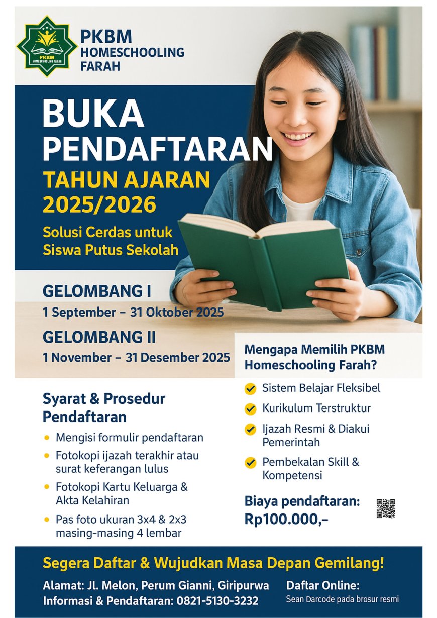 PKBM Homeschooling Farah Buka Pendaftaran Tahun Ajaran 2025/2026